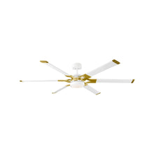 Load image into Gallery viewer, Loft LED Ceiling Fan in Matte White/Burnished Brass (62-Inch).
