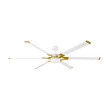 Load image into Gallery viewer, Loft LED Ceiling Fan in Matte White/Burnished Brass (72-Inch).
