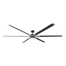 Load image into Gallery viewer, Loft LED Ceiling Fan in Matte White/Burnished Brass (96-Inch).
