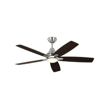 Load image into Gallery viewer, Lowden Indoor / Outdoor LED Ceiling Fan in Brushed Steel/Silver/American Walnut (52-Inch).
