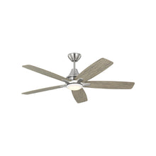 Load image into Gallery viewer, Lowden Indoor / Outdoor LED Ceiling Fan in Brushed Steel/Silver/Light Grey Weathered Oak (52-Inch).
