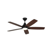 Load image into Gallery viewer, Lowden Indoor / Outdoor LED Ceiling Fan in Midnight Black/Midnight Black/American Walnut (52-Inch).
