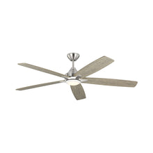 Load image into Gallery viewer, Lowden Indoor / Outdoor LED Ceiling Fan in Brushed Steel/Silver/Light Grey Weathered Oak (60-Inch).
