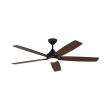 Load image into Gallery viewer, Lowden Indoor / Outdoor LED Ceiling Fan in Midnight Black/Midnight Black/American Walnut (60-Inch).
