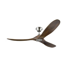 Load image into Gallery viewer, Maverick Ceiling Fan in Brushed Steel/Dark Walnut.
