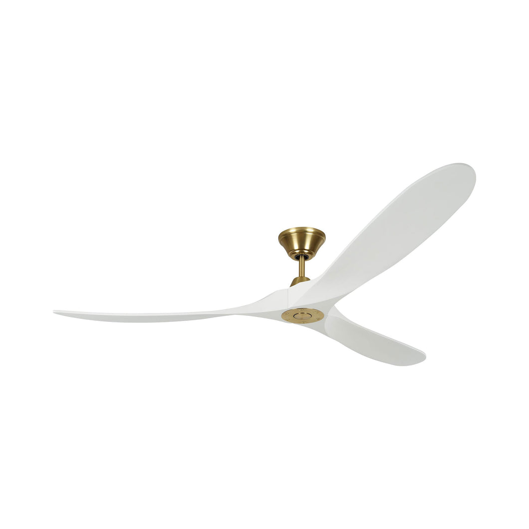 Maverick Max Ceiling Fan in Burnished Brass/Matte White (No Light Kit).