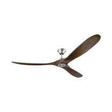 Load image into Gallery viewer, Maverick Max Ceiling Fan in Brushed Steel/Dark Walnut (No Light Kit).
