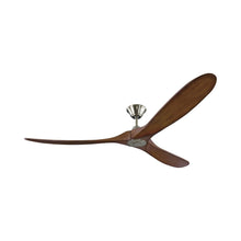 Load image into Gallery viewer, Maverick Max Ceiling Fan in Brushed Steel/Koa (No Light Kit).
