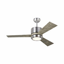 Load image into Gallery viewer, Vision II LED Ceiling Fan in Brushed Steel/Light Grey Weathered Oak.
