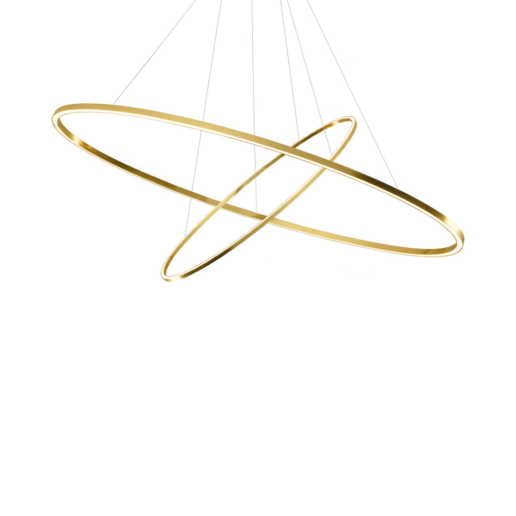 Ellisse LED Double Mega Pendant Light in Gold Painted.