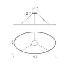 Load image into Gallery viewer, Ellisse LED Mega Pendant Light - line drawing.
