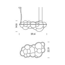 Load image into Gallery viewer, Nuvola LED Pendant Light - line drawing.
