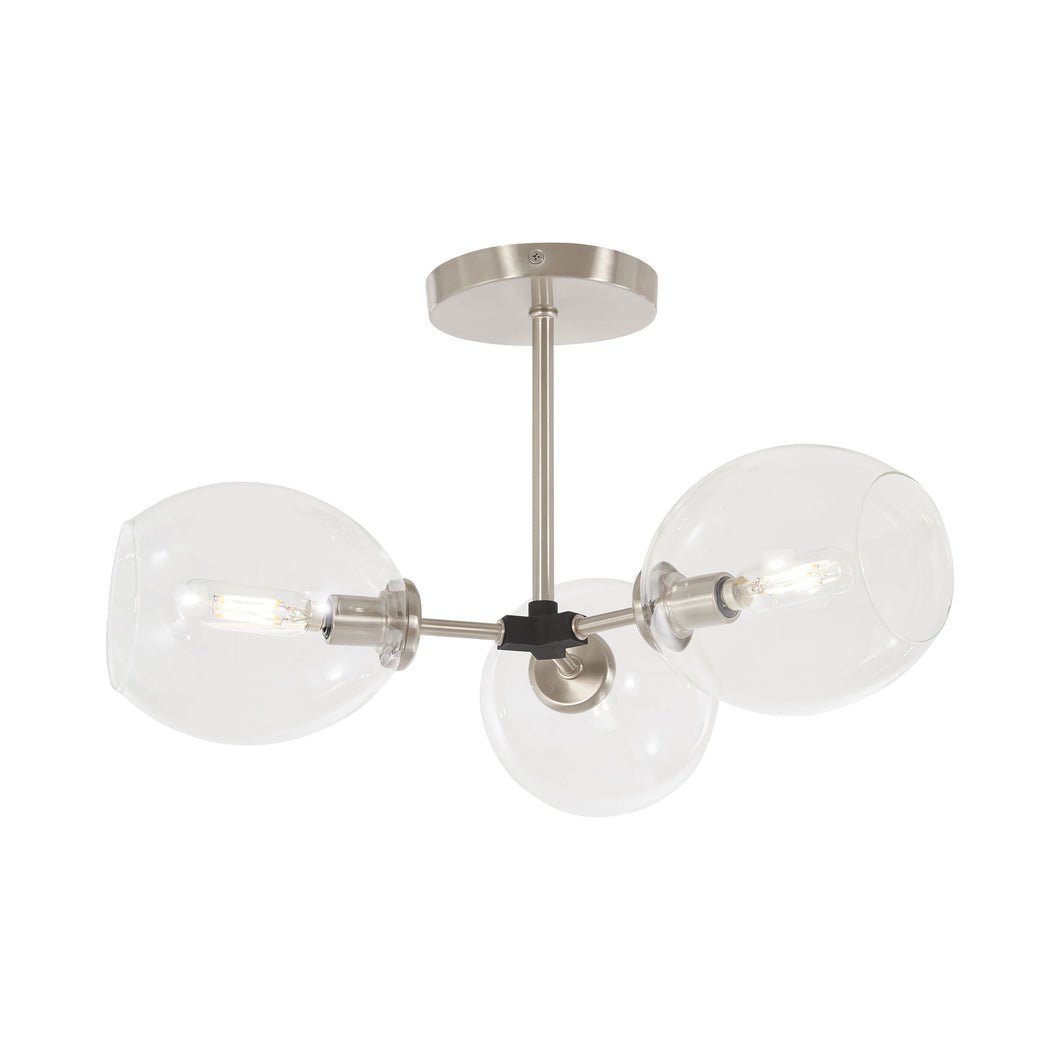 Nexpo Semi-Flush Mount Ceiling Light in Brushed Nickel/Black.