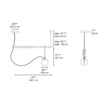Load image into Gallery viewer, NH Linear Suspension Light - line drawing.
