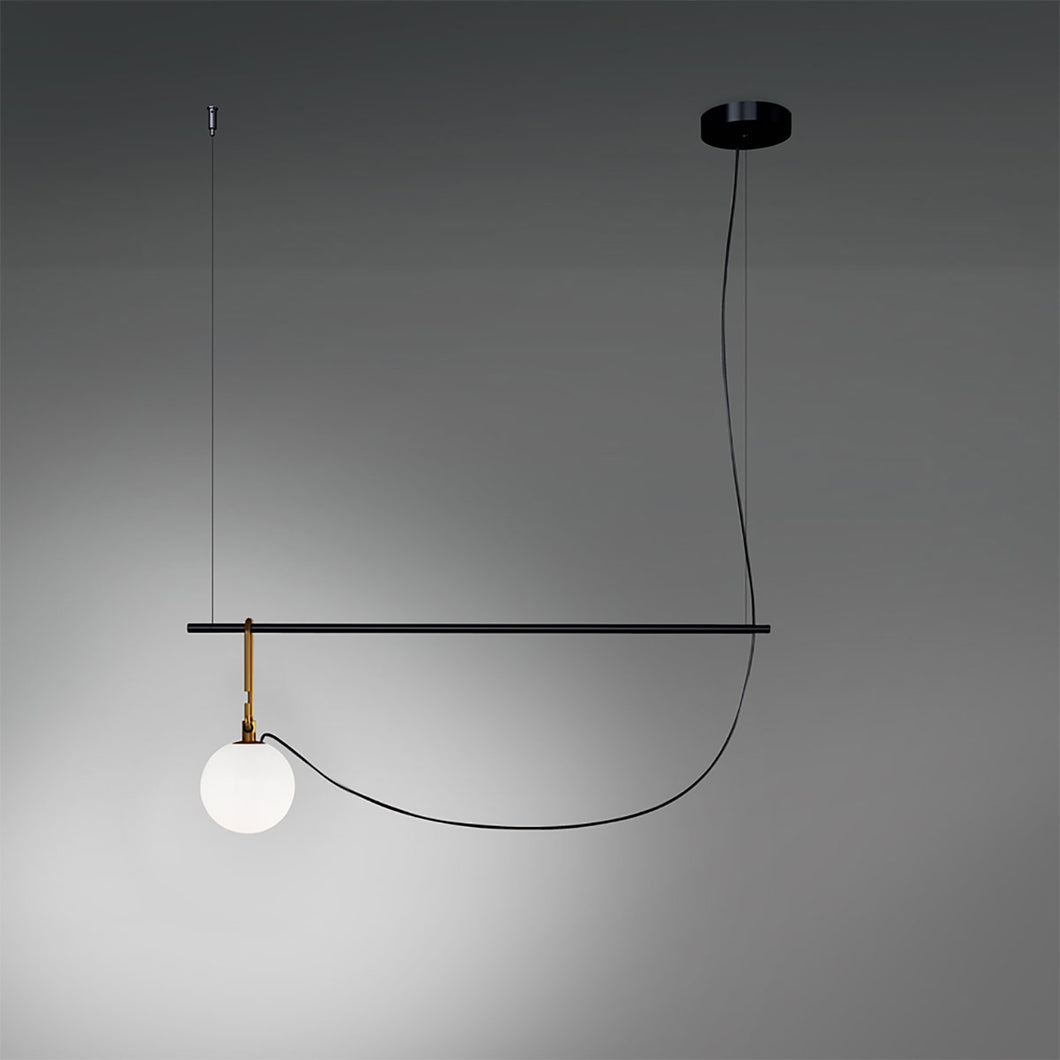 NH Linear Suspension Light in Small Globe (34-inch).