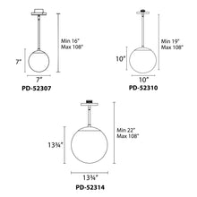 Load image into Gallery viewer, Niveous LED Pendant Light - line drawing.
