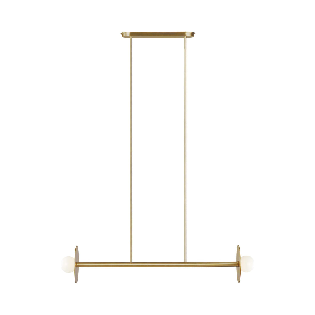 Nodes Linear Chandelier in 2-Light/Burnished Brass.