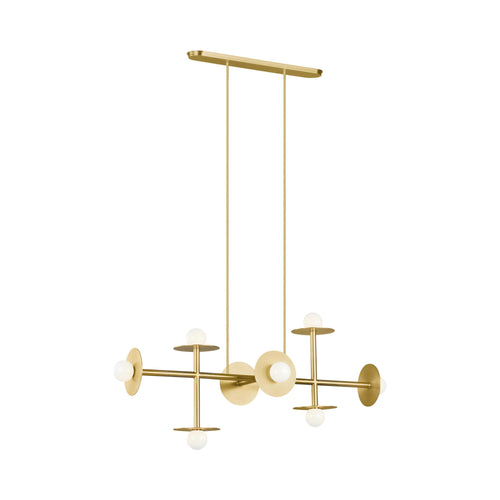 Nodes Linear Chandelier in Brass and White.