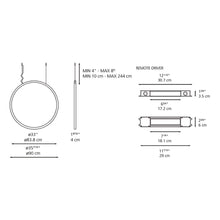 Load image into Gallery viewer, O Outdoor LED Suspension Light - line drawing.
