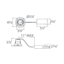 Load image into Gallery viewer, Ocularc 3.5 Round Dim-to-Warm Remodel Recessed Housing - line drawing.
