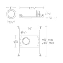 Load image into Gallery viewer, Ocularc 3.5 Round New Construction LED Recessed Housing - line drawing.
