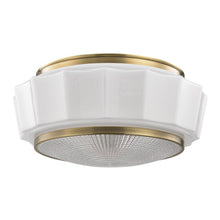 Load image into Gallery viewer, Odessa Flush Mount Ceiling Light in 3-Light/Aged Brass.
