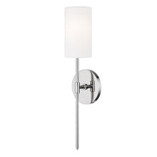 Load image into Gallery viewer, Olivia Wall Light in Polished Nickel/Linen.
