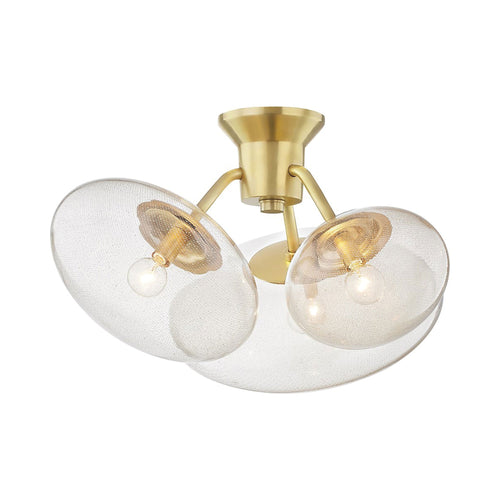 Opera Flush Mount Ceiling Light in Aged Brass.