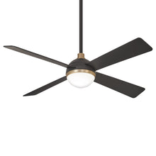 Load image into Gallery viewer, Orb LED Ceiling Fan in Soft Brass / Brushed Carbon.
