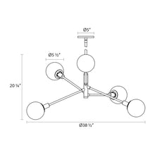 Load image into Gallery viewer, Orb Vectors Multi Light Pendant Light - line drawing.
