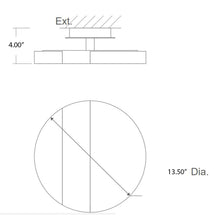 Load image into Gallery viewer, Aurora LED Flush Mount Ceiling Light - line drawing.

