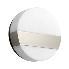 Load image into Gallery viewer, Aurora LED Wall Light in Satin Nickel.
