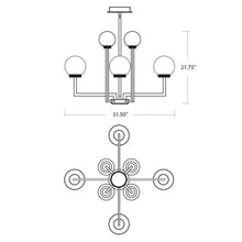 Load image into Gallery viewer, Bonzo LED Chandelier - line drawing.
