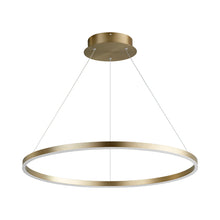 Load image into Gallery viewer, Circulo LED Pendant Light in Aged Brass (32-Inch).
