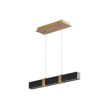 Load image into Gallery viewer, Decca LED Linear Pendant Light in Aged Brass/Black Oak (24-Inch).
