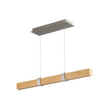Load image into Gallery viewer, Decca LED Linear Pendant Light in Satin Nickel/White Oak (36-Inch).
