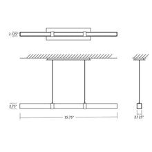 Load image into Gallery viewer, Decca LED Linear Pendant Light - line drawing.
