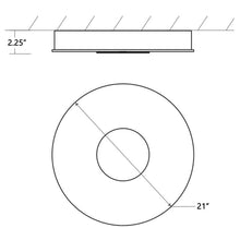 Load image into Gallery viewer, Dione LED Flush Mount Ceiling Light - line drawing.

