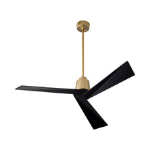 Load image into Gallery viewer, Dynamo Ceiling Fan in Aged Brass/Black Blades.
