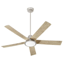 Load image into Gallery viewer, Temple Outdoor LED Ceiling Fan in Satin Nickel.
