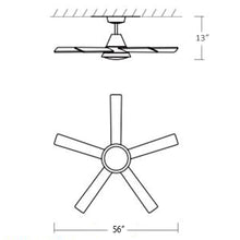 Load image into Gallery viewer, Temple Outdoor LED Ceiling Fan - line drawing.
