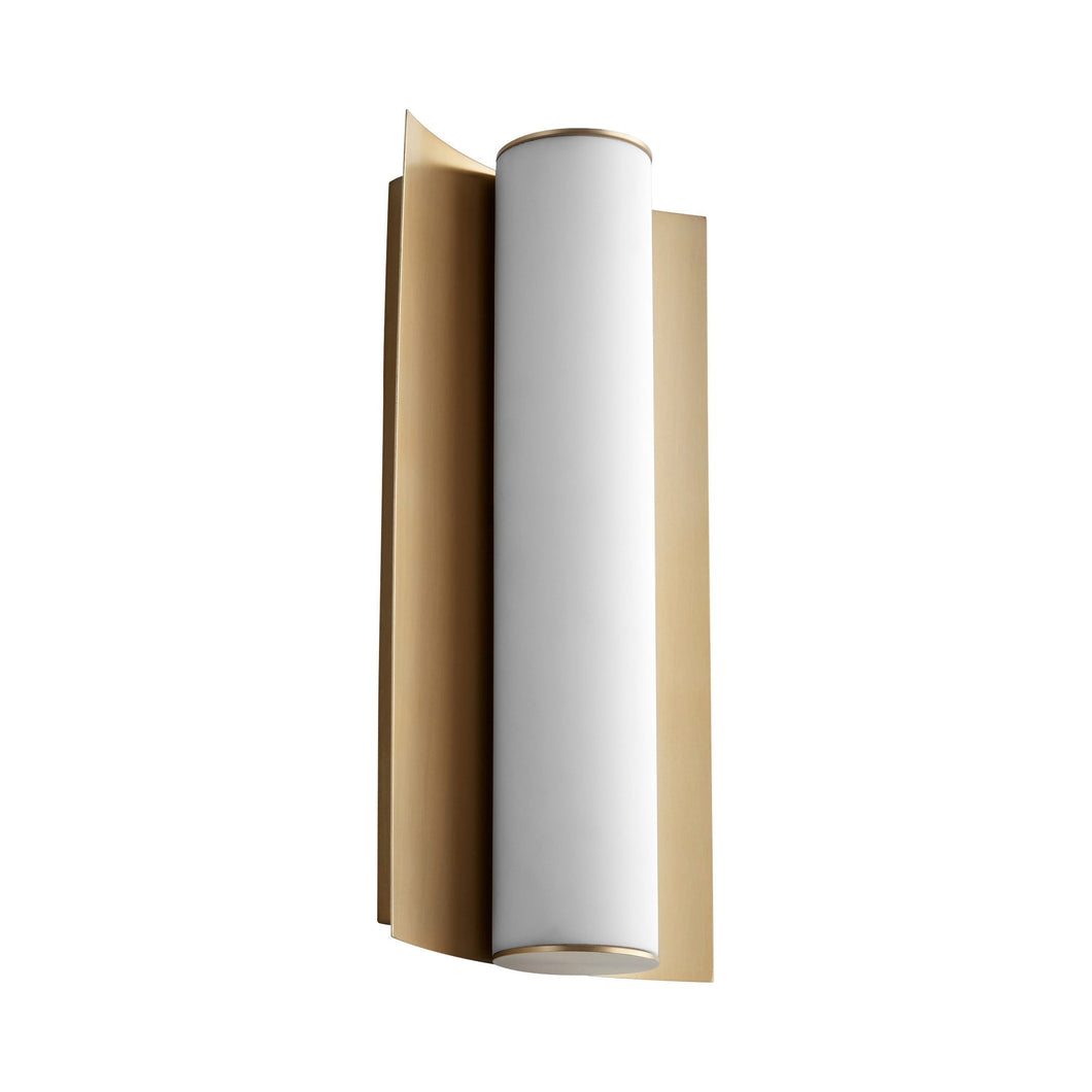 Wave LED Bath Wall Light in Aged Brass.