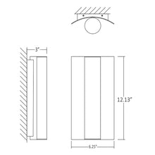 Load image into Gallery viewer, Wave LED Bath Wall Light - line drawing.
