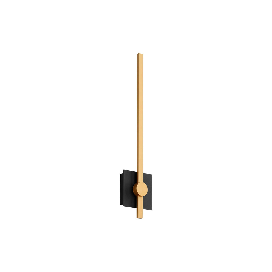 Zora LED Bath Wall Light in Black/Industrial Brass (24-Inch).