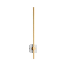 Load image into Gallery viewer, Zora LED Bath Wall Light in White/Industrial Brass (32-Inch).
