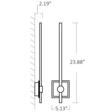 Load image into Gallery viewer, Zora LED Bath Wall Light - line drawing.
