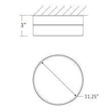 Load image into Gallery viewer, Zuri LED Flush Mount Ceiling Light - line drawing.
