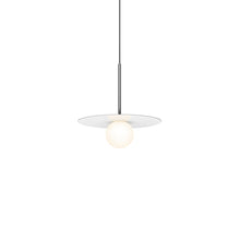 Load image into Gallery viewer, Bola LED Disc Pendant Light in Gloss White / Chrome (Small).
