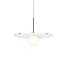 Load image into Gallery viewer, Bola LED Disc Pendant Light in Gloss White / Chrome (Medium).
