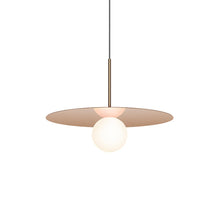 Load image into Gallery viewer, Bola LED Disc Pendant Light in Rose Gold (Medium).
